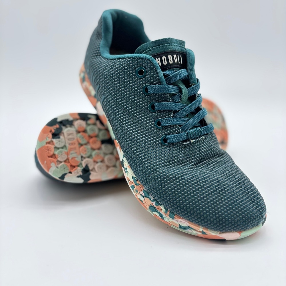 NOBULL SuperFabric Trainer Teal Green Floral‎ Camo Sole Womens 9 Mens 7.5